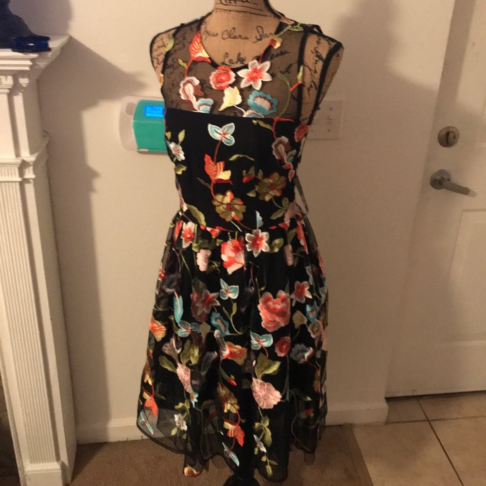 New York & Company Mesh Tea Dress